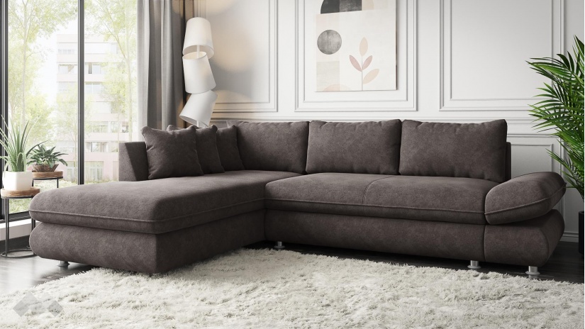 Ъглов диван Монтело с посока кафяв - изглед 1 - МебелМаг Ъглов диван Монтело с посока кафяв - изглед 1