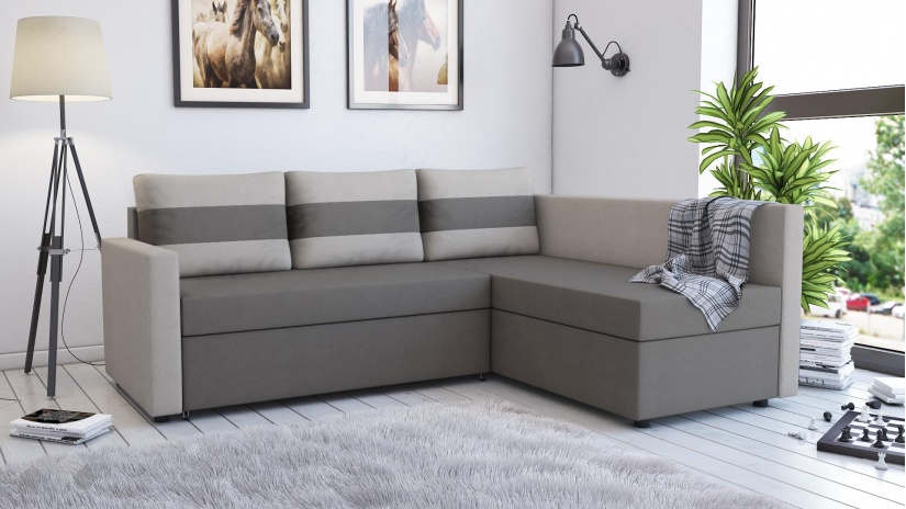 Ъглов диван Оливър универсален ъгъл графит със сиво - изглед 1