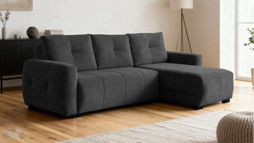 Ъглов диван Ролин Покет универсален ъгъл графит - изглед 1