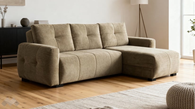 Ъглов диван Ролин Покет универсален ъгъл кафяв - изглед 1