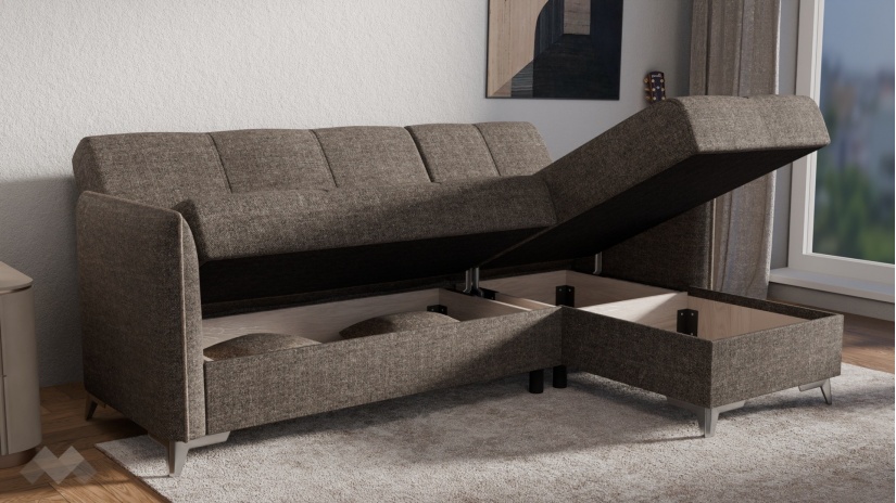 Ъглов диван Сафо универсален ъгъл кафяв - изглед 5