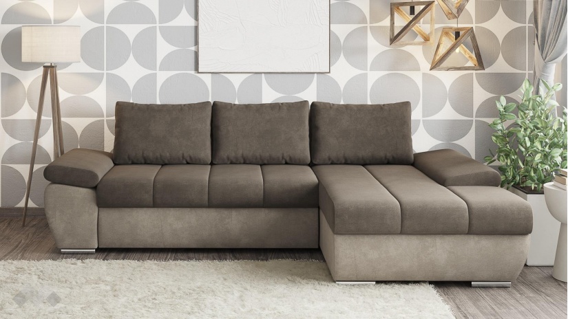 Ъглов диван Савона с посока кафяв със светло кафяво - изглед 2