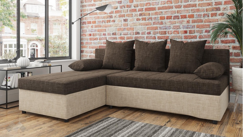 Ъглов диван Селин кафяв със светло кафяво - изглед 2 - МебелМаг Ъглов диван Селин кафяв със светло кафяво - изглед 2