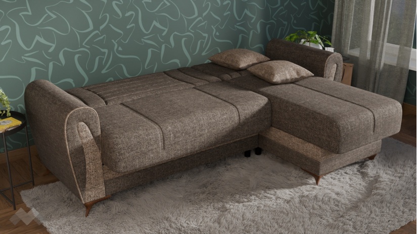 Ъглов диван Серен универсален ъгъл кафяв - изглед 7