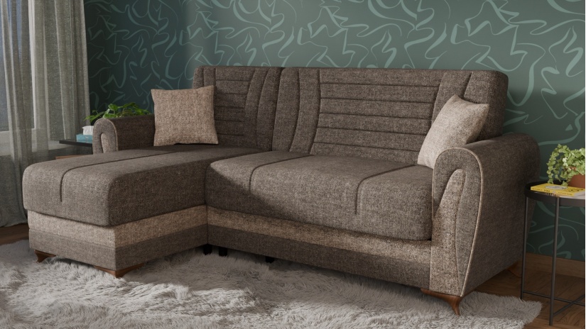 Ъглов диван Серен универсален ъгъл кафяв - изглед 2