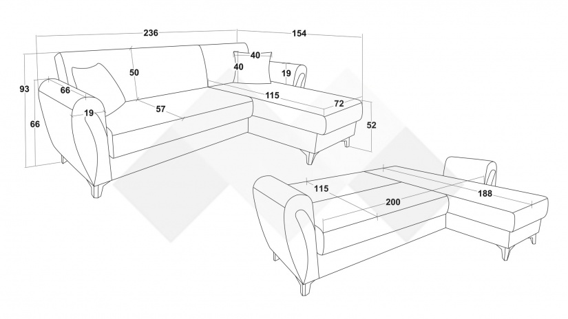 Ъглов диван Серен универсален ъгъл сив - изглед 9 - МебелМаг Ъглов диван Серен универсален ъгъл сив - изглед 9