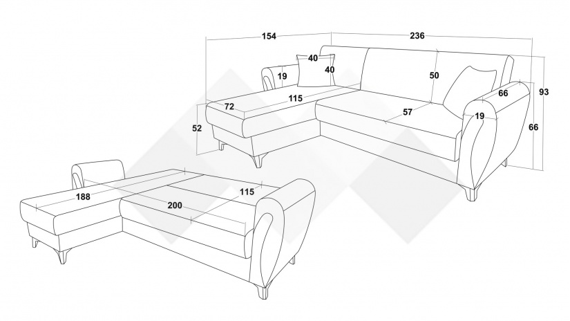Ъглов диван Серен универсален ъгъл сив - изглед 10 - МебелМаг Ъглов диван Серен универсален ъгъл сив - изглед 10