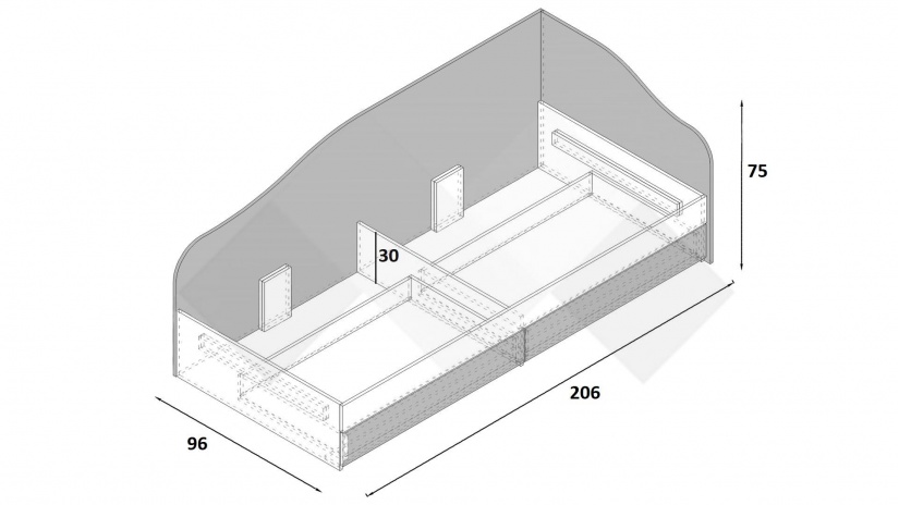 Легло с чекмеджета 90/200 Селтик с включен матрак Бонел 90/200 келтски дъб със светло сиво - изглед 3 - МебелМаг Легло с чекмеджета 90/200 Селтик с включен матрак Бонел 90/200 келтски дъб със светло сиво - изглед 3