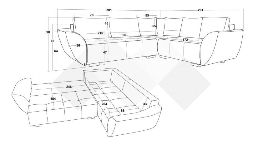 Ъглов диван Сиера с посока сив - изглед 5 - МебелМаг Ъглов диван Сиера с посока сив - изглед 5