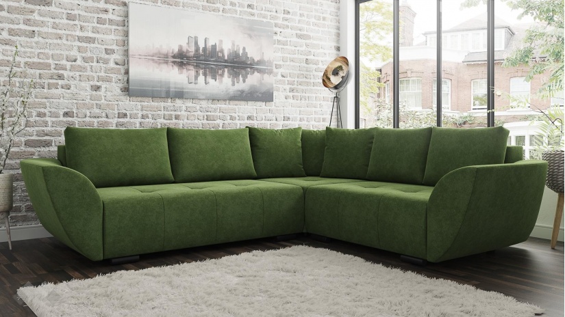Ъглов диван Сиера с посока зелен - изглед 1 - МебелМаг Ъглов диван Сиера с посока зелен - изглед 1